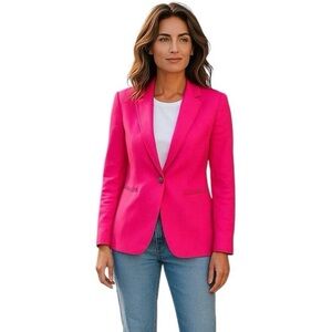 J Crew One Button Linen Blazer Jacket in Holland Pink Size 12